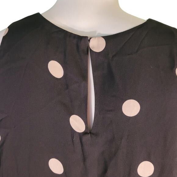 Ann Taylor Polka Dot Layered Lagenlook Dress M Black Cream Retro Modest Chic - Picture 9 of 9